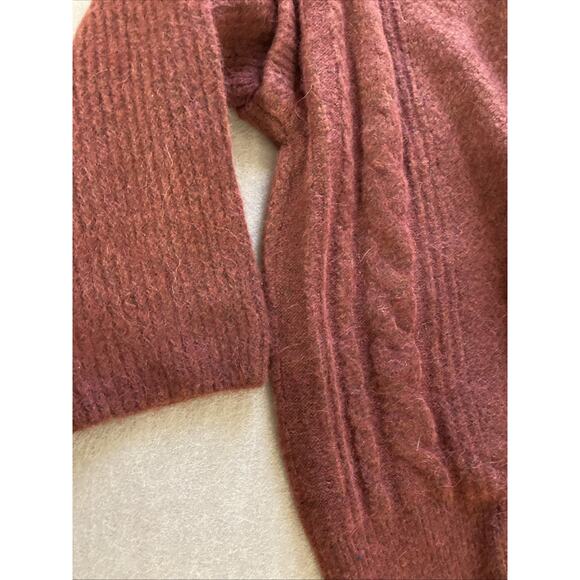 Madewell Plus Wool Blend Sweater Sz 4X New Red Rust Cable knit Alpaca stretch - Picture 2 of 10